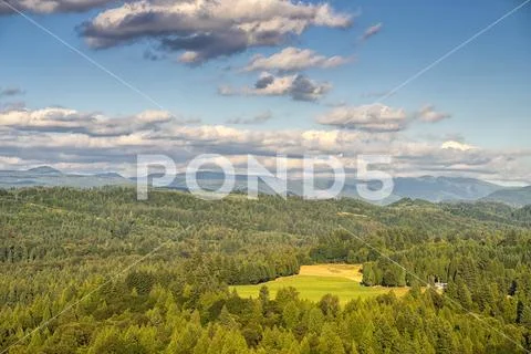 Jonsrud forest viewpoint panorama Oregon state. Stock Photos