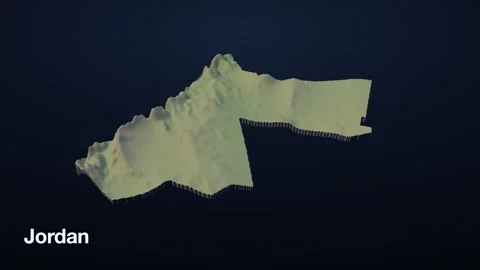 Jordan 3D elevation relief map Video stock 340608791