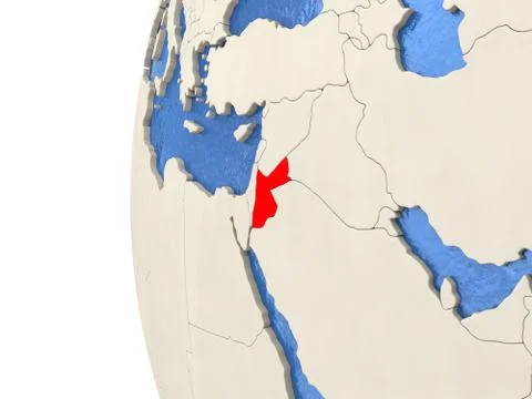 Jordan on 3D globe Stock Illustration