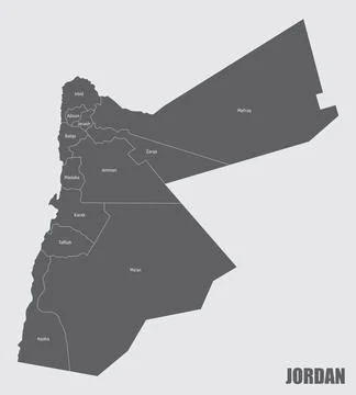 Jordan administrative map Stock Illustration