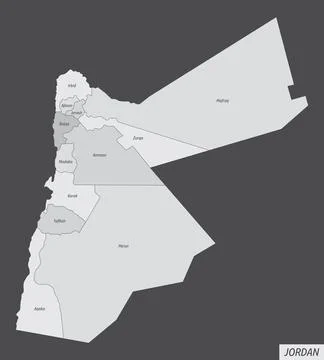 Jordan administrative map Stock Illustration