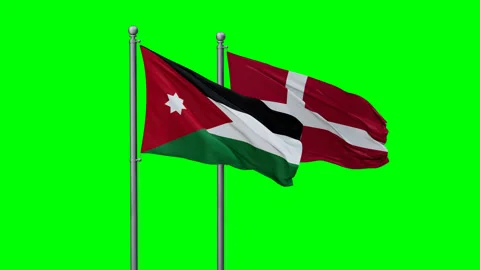 Jordan and Denmark flags Stock Footage 292804794