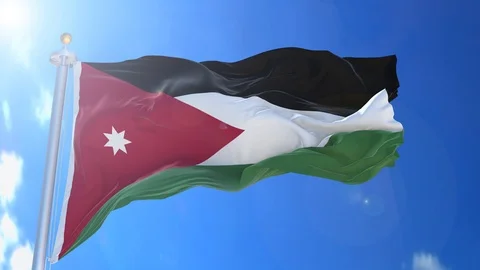 Jordan animated flag pack in 3D and isolated background Stock Footage 119929943