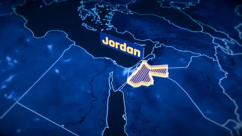 Jordan country border 3D visualization, modern map outline, travel Stock Footage 93389712