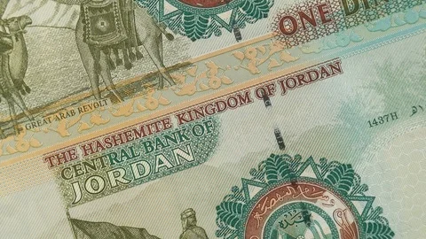Jordan dinar notes rotating. Jordanian currency, money Stock Footage 105529824
