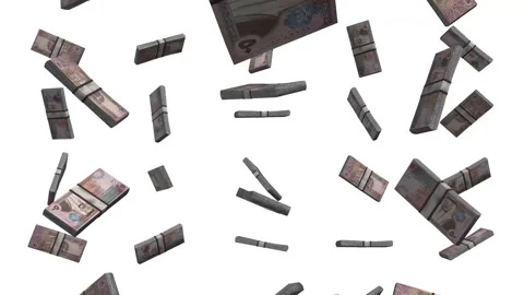 Jordan Dinars banknotes falling on White Background Stock Footage 273177692