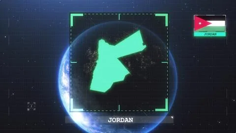 Jordan Flag and Map Glitch HUD 4K Stock Illustration