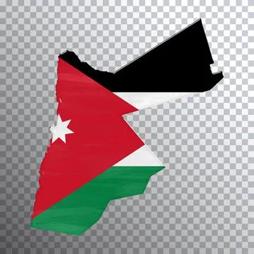 Jordan flag and map, transparent background Stock Illustration