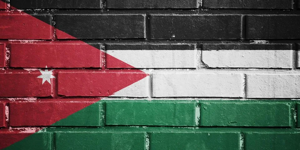 Jordan flag on brick wall Stock Illustration