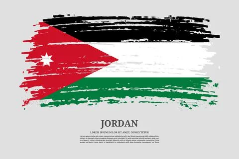 Jordan flag with brush stroke effect and information text poster, vector Illustrazione stock