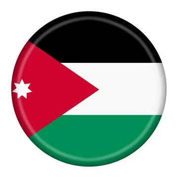 Jordan flag button 3d illustration with clipping path Stock Illustration
