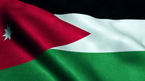 Jordan Flag Close Up Realistic Animation Seamless Loop - 8 Seconds Long Stock Footage 221453956