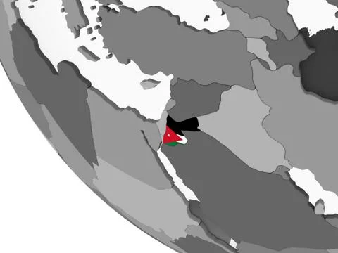 Jordan with flag on globe Stock Illustration