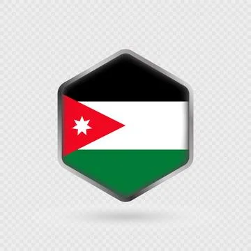 Jordan Flag Icon in Hexagon Shape. Stock Illustration