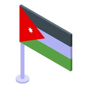 Jordan flag icon isometric vector. National travel Stockillustratie