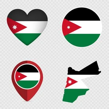 Jordan Flag Icons Pack. Vector illustration. Stock-Illustration