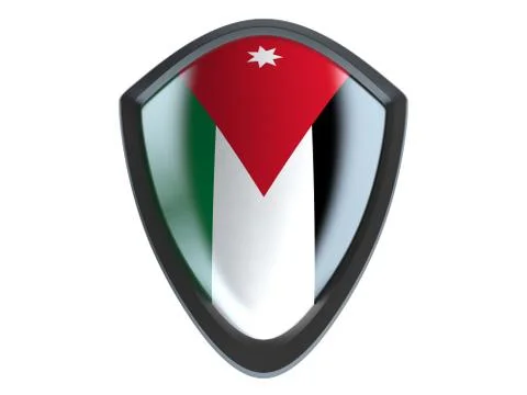 Jordan flag on metal shield isolate on white background. Stock Illustration