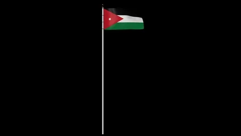 Jordan Flag on Pole with Alpha Channel 库存影片 87501485