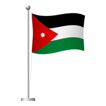 Jordan flag on pole icon Stock Illustration