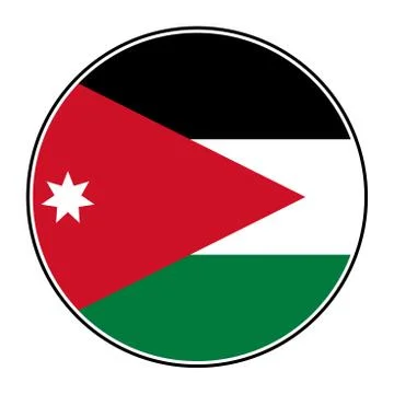 Jordan flag round icon vector - Jordanian national flag. Stock Illustration