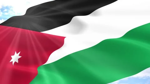 Jordan Flag Seamless Loop 4k 60fps on Sky Background Stock Footage 341562552