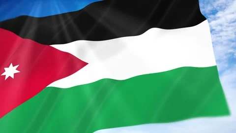 Jordan Flag Seamless Loop 4k 60fps on Sky Background Stock Footage 341674338