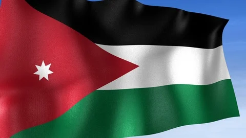 Jordan Flag - Set of 3 Angles with Masks [3WaveSeries] Stock Footage 102774847