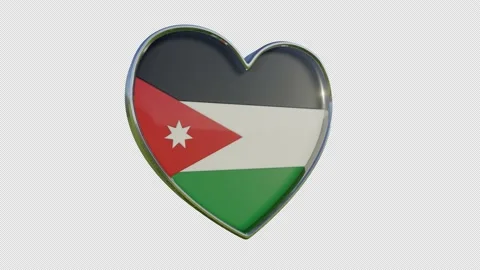 Jordan Flag in the Shape of 3D Heart. Video stock 142502747