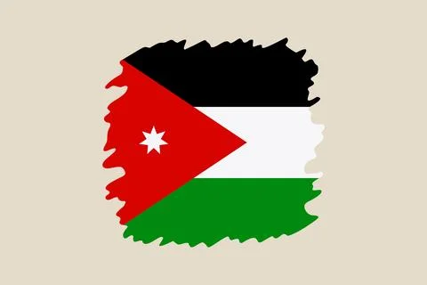 Jordan Flag Vector Illustration Presented in a Creative Brush Stroke Map Sh.. Stock Illustration