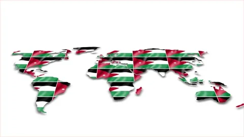 Jordan flag wave 3d earth map animation white background Vidéo 264294654