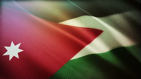 Jordan flag is waving 3D animation. National  Jordan flag waving in the wind. Stock Footage 143855844