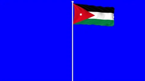 Jordan Flag Waving Fluttering on Wind Loopable Green Blue Screen Matte Stock Footage 77579250