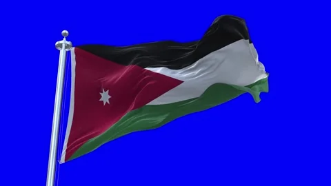 Jordan Flag Waving in Loopable and Textured green screen background Stock Footage 296876804