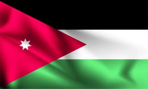 Jordan flag waving with the wind, 3D illustration Stock Illustration