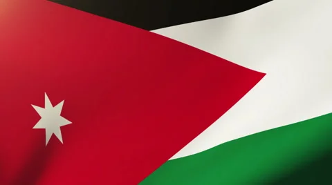 Jordan flag waving in the wind. Looping sun rises style.  Animation loop Stock-Footage 48590799