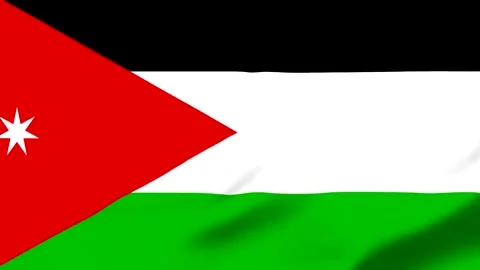 Jordan flag waving in wind with transparent background Stock Footage 343317269