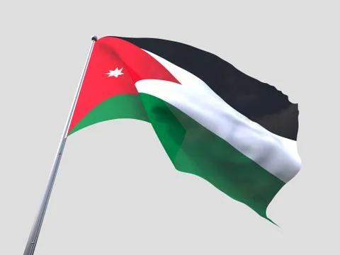 Jordan flying flag isolate on white background. 스톡 일러스트