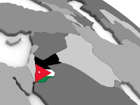 Jordan on globe with flag Illustrazione stock