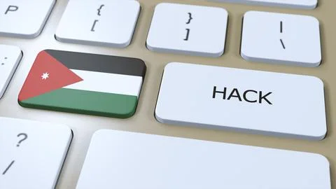 Jordan Hack of Country or Hacker Attack 3D Illustration. Country National Flag Stock Illustration