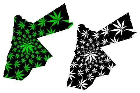 Jordan - map is designed cannabis leaf Stock Illustration