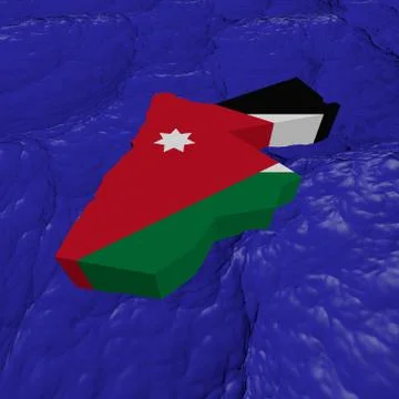 Jordan map flag in abstract ocean illustration Stock Illustration