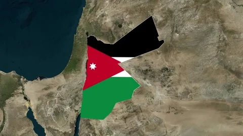 Jordan map with flag animation zoom in Stock Footage 310405421