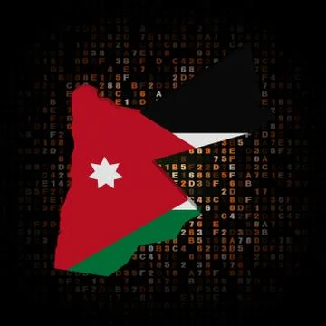 Jordan map flag on hex code illustration Stock Illustration