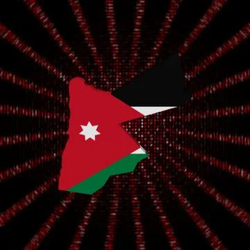 Jordan map flag on red hex code burst illustration Stock Illustration