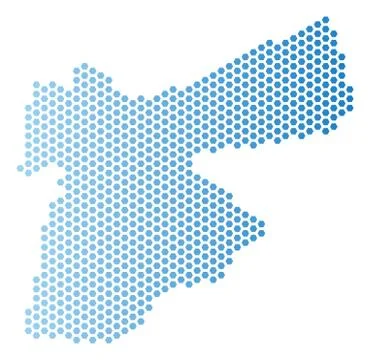 Jordan Map Hex-Tile Scheme Stock Illustration