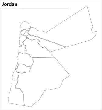Jordan map illustration vector detailed Jordan map with states Stock Illustration