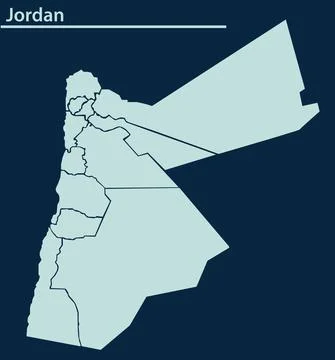 Jordan map illustration vector detailed Jordan map with states Stock Illustration