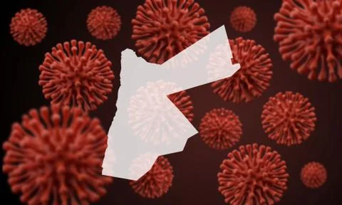 Jordan map over a scientific virus microbe background. 3D Rendering Ilustração Stock