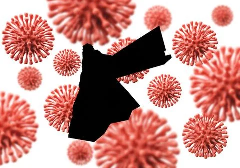 Jordan map over a scientific virus microbe background. 3D Rendering Ilustração Stock