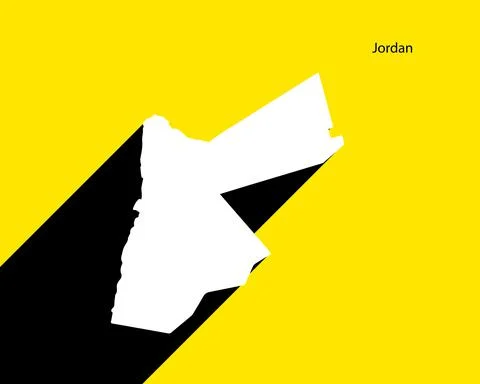 Jordan Map on retro poster with long shadow Stock Illustration
